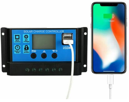 Regulator Controler pentru panou solar, 10A, 12V/24V, Display LCD si 2 porturi USB