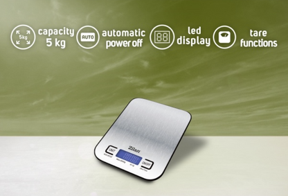 Cantar alimentar digital Zilan ZLN Gri, capacitate 5000g, inchidere automata