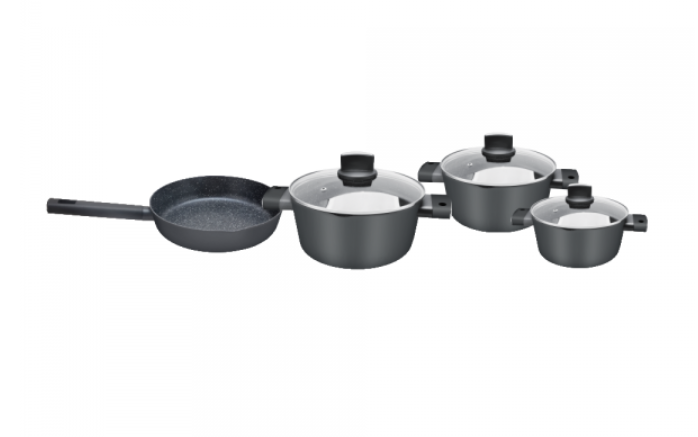 Set de oale Zilan ZLN0959 Negru, cu 7 piese, invelis din marmura si manere fine la atingere