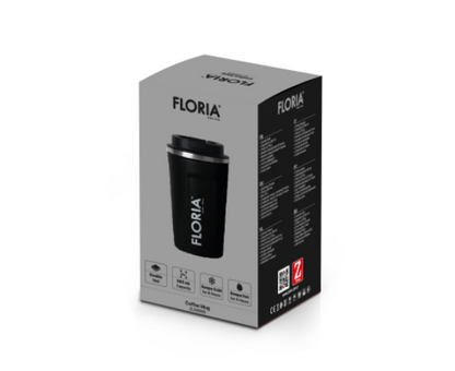 Cana de cafea Floria ZLN9969 tip termos, capacitate 380ml, interior din inox, pereti dublii, negru