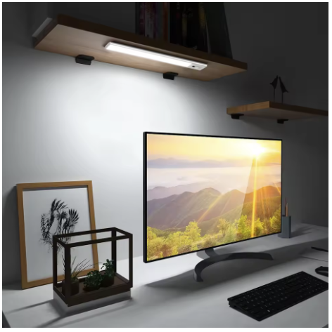 Aplica LED lumina rece si calda, cu senzor de miscare, incarcare USB, 30cm, negru, IP20