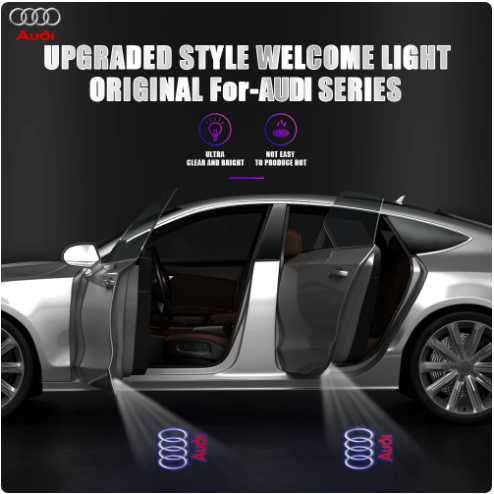 Set 2 Holograme LED cu LOGO AUDI pentru Portiere