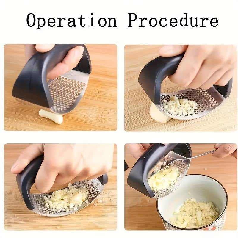 Presa manuala pentru usturoi, curbata, inox