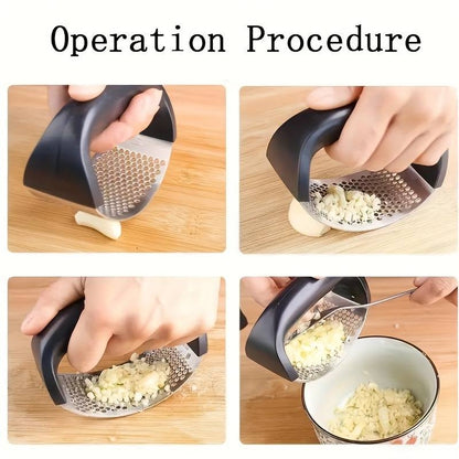 Presa manuala pentru usturoi, curbata, inox