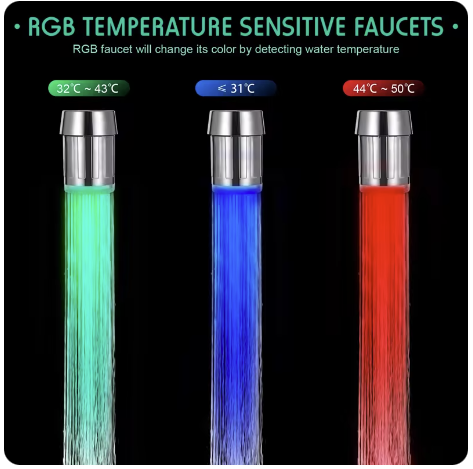 Cap de robinet cu LED si senzor de temperatura