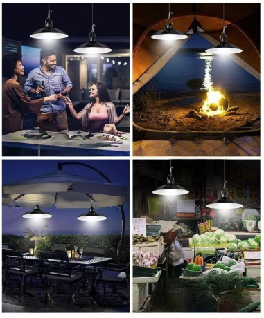 Lampa cu 2 becuri LED si panou solar detasabil, telecomanda, senzor de lumina