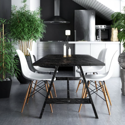 Set 4 X Autocolant Marmura NEGRU CU ALB 60 x 200 Autoadeziv Rezistent pentru Mobila
