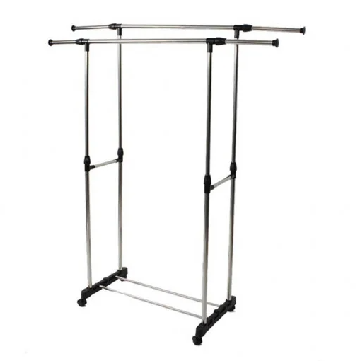 Suport telescopic pentru umerase, pe roti, inox