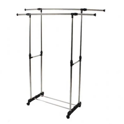 Suport telescopic pentru umerase, pe roti, inox