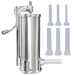 Aparat vertical de umplut carnati, capacitate 6 kg, inox, 5 palnii incluse