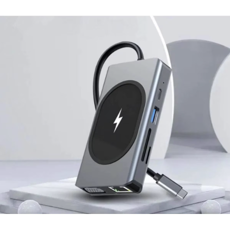 Hub cu 9 porturi diferite Q HU666 si incarcare wireless