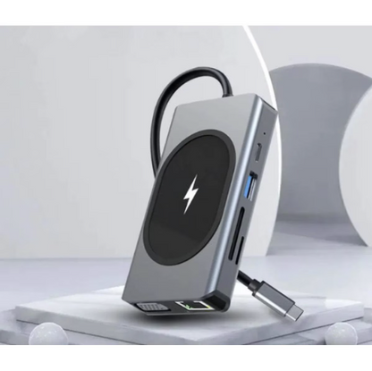 Hub cu 9 porturi diferite Q HU666 si incarcare wireless