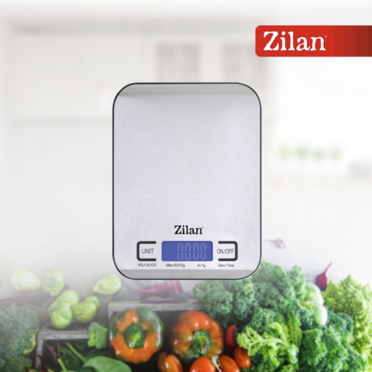 Cantar alimentar digital Zilan ZLN Gri, capacitate 5000g, inchidere automata