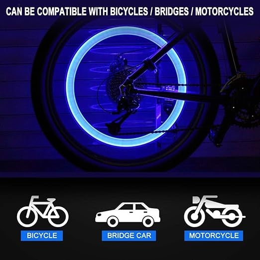 Set 2 Capace ventil pentru auto, bicicleta sau motocicleta, cu LED-uri colorate