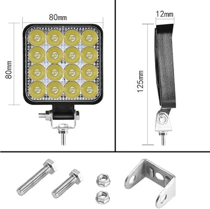 Set 2 Proiector PATRAT 16 led 12v-24v 48w lumina alba 6000k Slim
