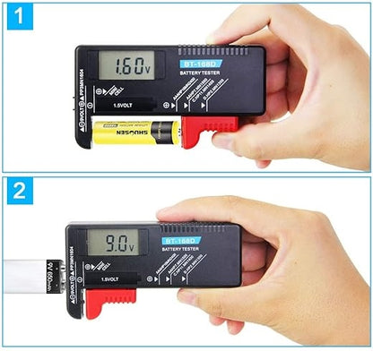 Tester digital baterii Nan, AA AAA R14, 11x6x2,5cm, fara alimentare proprie