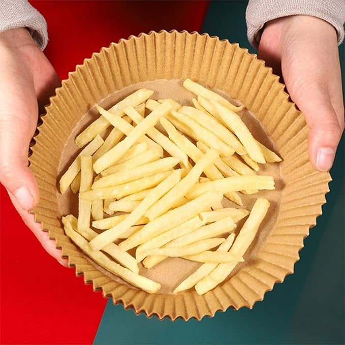 Set 200 hartii de copt pentru AirFryer Rotund 20cm Maro
