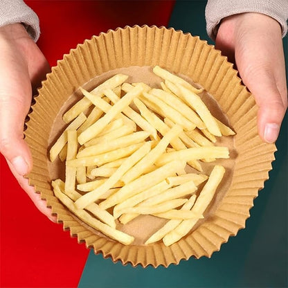 Set 200 hartii de copt pentru AirFryer Rotund 20cm Maro