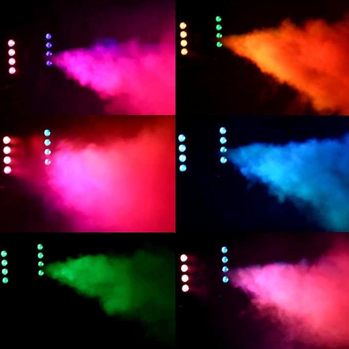 Aparat profesional pentru fum, cu 6 LED-uri RGB, cu telecomanda sau actionare manuala