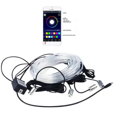 Lumini Ambientale Bluetooth cu LED 6M Fibra Optica 5 Capete controlabile cu aplicatie Lotus Lantern