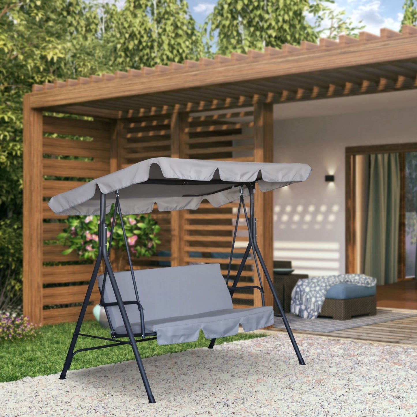 Balansoar tip leagan pentru gradina din otel, 170 x 112 x 151 cm