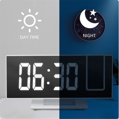 Ceas De Masa Tip Oglinda, Ecran LED Cu Proiectie 3D, Afisare Temperatura, Alarma