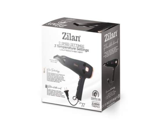 Uscator de par Zilan ZLN9143, 3 trepte de temperatura, 2 trepte de viteze, functie de ionizare