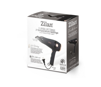 Uscator de par Zilan ZLN9143, 3 trepte de temperatura, 2 trepte de viteze, functie de ionizare