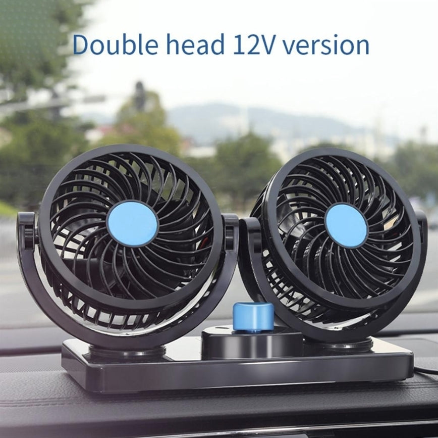 Ventilator auto dublu, rotativ 360°, 2 viteze, 12V, negru