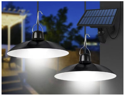 Lampa cu 2 becuri LED si panou solar detasabil, telecomanda, senzor de lumina