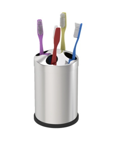 Set de baie Zilan ZLN4605 4 in 1 din inox cu cos menajer de 3 litri, perie WC, suport sapun lichid, suport periute de dinti