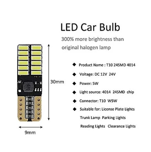 Set 2 Canbus T10 W5W Bec LED Instrumente Interior Culoare Alb