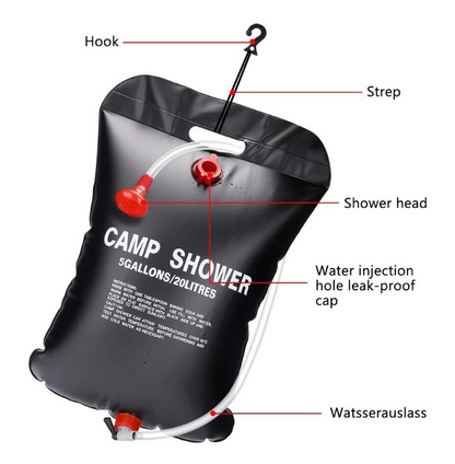 DUS SOLAR PENTRU CAMPING, 20 LITRI