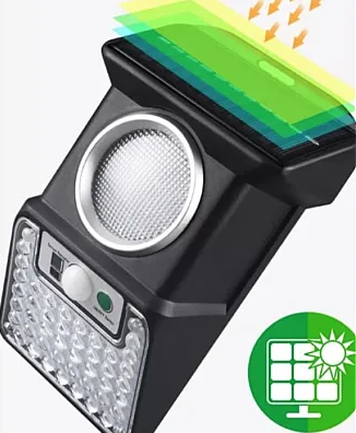 Lampa solara de perete, cu 59 de LED-uri, cu senzor de miscare, panou solar de 3W, cu telecomanda