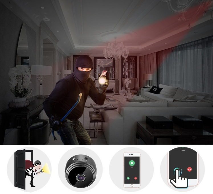 Mini Camera Spion iUni A9, Wireless, VGA 480P, Audio-Video, Night Vision