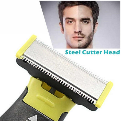 Trimmer facial electric MLG LT-187, fara fir, incarcare USB, cap pivotant, 3 piepteni deistantieri, negru cu verde