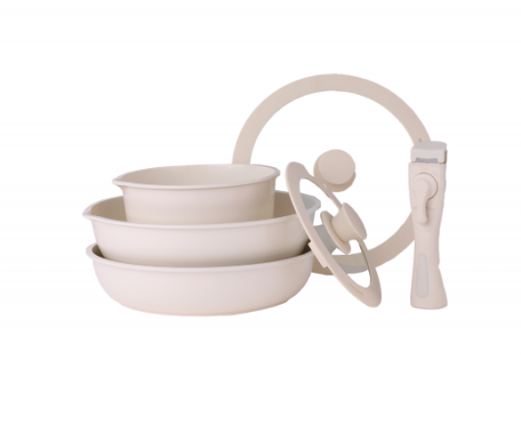 Set vase de gatit Zilan ZLN0965 din 8 piese, 5 straturi de material, compatibil cuptor