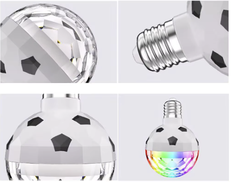 Bec LED E27 rotativ cu lumina ambientala de club