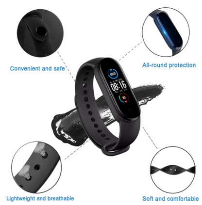 Bratara fitness M4 inteligenta cu masurarea tensiunii arteriale, Ritm cardiac, Nivel oxigen, Notificari, Pedometru, Bluetooth