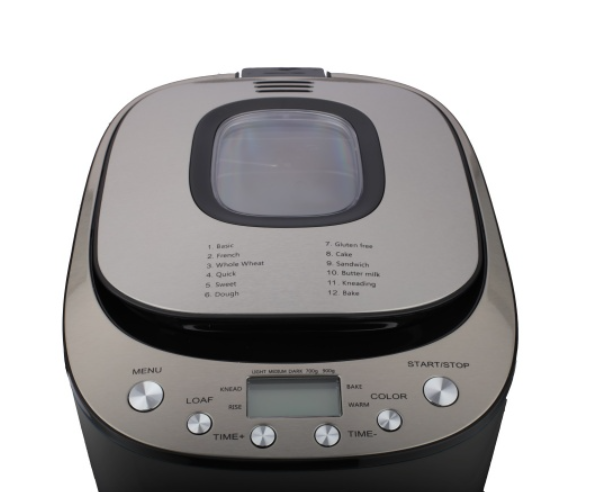 Masina de facut paine Zilan Negru, putere 550W, ecran digital, coacere ajustabila