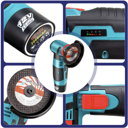 Polizor unghiular electric portabil cu 1acumulator Li Ion 12V