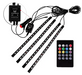 Set 4 benzi 18 LED cu lumina ambientale pentru auto si telecomanda RGB