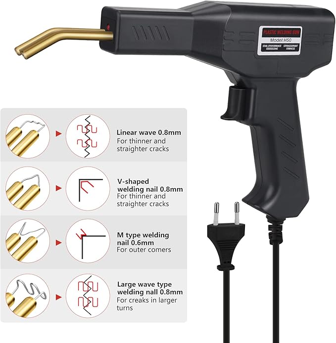 Trusa Pistol de lipit din plastic cu capse termice
