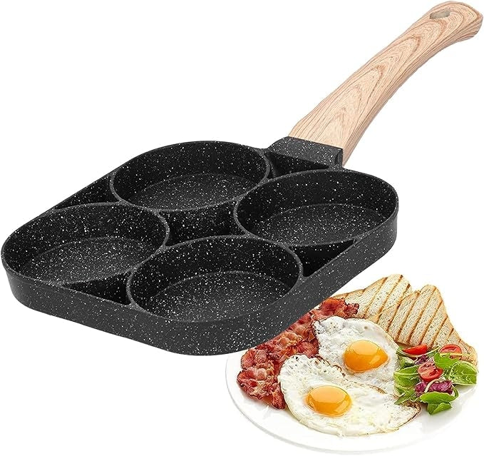 Tigaie antiaderenta cu 4 compartimente si maner lemn