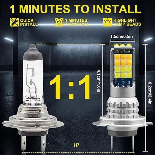 Set 2 Bec Led H7 3030 Smd 90W cu 2 moduri de lumina (rece si calda)