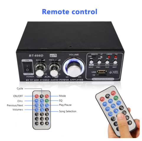 Amplificator Bass Profesional Andowl Q T110 Tip Statie cu Bluetooth Negru