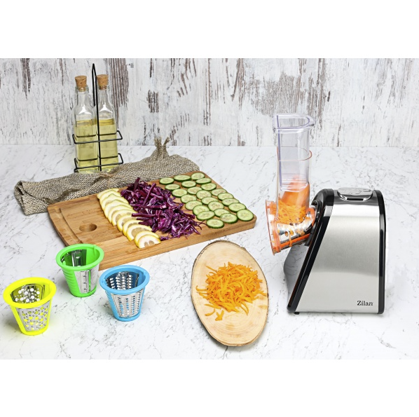 Razatoare si Feliator Zilan Fresh Putere 200W, 4 accesorii, Inox