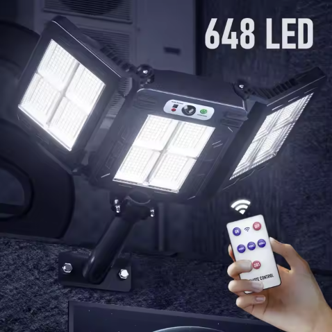 Lampa solara tripla cu Smart Sensor si telecomanda