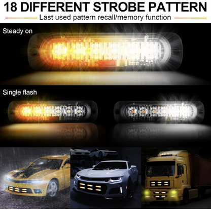 Kit 4 lumini stroboscop 7 functii 12V Galben