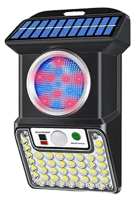 Lampa solara de perete, cu 59 de LED-uri, cu senzor de miscare, panou solar de 3W, cu telecomanda
